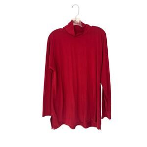J. Jill Red Soft Long Sleeve Luxe Supima High Low Turtleneck Tunic Top Large